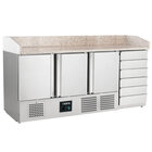 Pizzawerkbank | Energiezuinig | 400l | 3 Deuren (1/1 Gn) + 6 Deegladen | +2°c/+8°c | Geforceerd | 1885x700x880/1020(h)mm