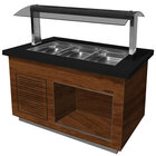 Verwarmd Buffet | Premium Line | Houtlook/graniet | 3x 1/1 GN | 30°c/90°c | Bain-marie | Verlichte Kap | Wielen (geremd) | 1300x880x1350(h)mm