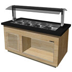 Verwarmd Buffet | Premium Line | Houtlook/graniet | 4x 1/1 GN | 30°c/90°c | Bain-marie | Verlichte Kap | Wielen (geremd) | 1700x880x1350(h)mm