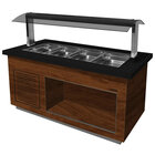 Verwarmd Buffet | Premium Line | Houtlook/graniet | 4x 1/1 GN | 30°c/90°c | Bain-marie | Verlichte Kap | Wielen (geremd) | 1700x880x1350(h)mm