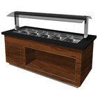 Verwarmd Buffet | Premium Line | Houtlook/graniet | 5x 1/1 GN | 30°c/90°c | Bain-marie | Verlichte Kap | Wielen (geremd) | 2000x880x1350(h)mm