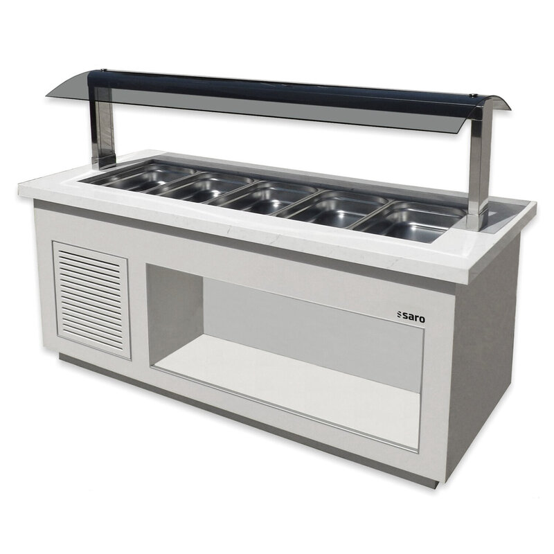 Gekoeld Buffet | Premium Line | Wit | 0°c/+10°c | Statisch | 0.57kw | 5x 1/1 GN | Graniet Blad | Wielen (geremd) | 2000x880x1350(h)mm