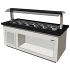 Verwarmd Buffet | Premium Line | Wit/graniet | 6x 1/1 GN | 30°c/90°c | Bain-marie | Verlichte Kap | Wielen (geremd) | 2300x880x1350(h)mm