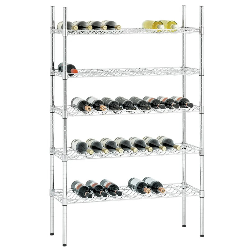 Wijnrek | Staal | 5 Niveaus (130x 75cl) | Verstelbaar | Zelfmontage | 910x355x1405(h)mm