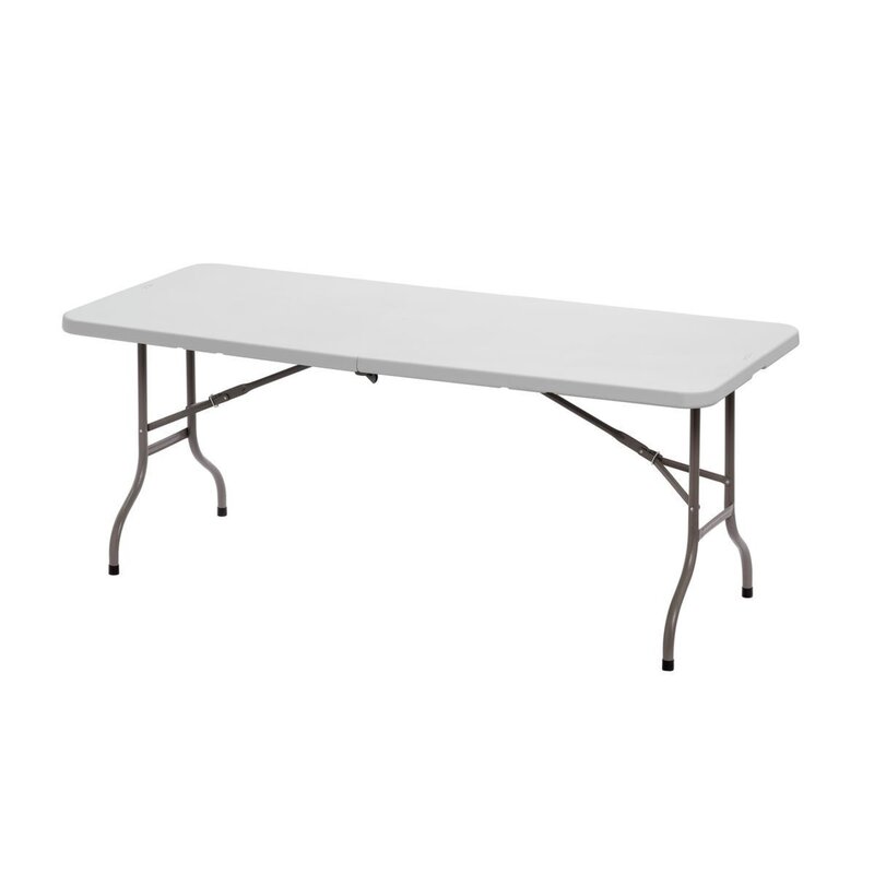 Inklapbare Buffettafel | Kunststof/staal | Wit Blad | Grijs Frame | In-/outdoor | 1830x760x740(h)mm
