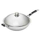 Wokpan | Rvs | Div. Warmtebronnen | Ronde Bodem | Incl. Deksel | ø360x110(h)mm