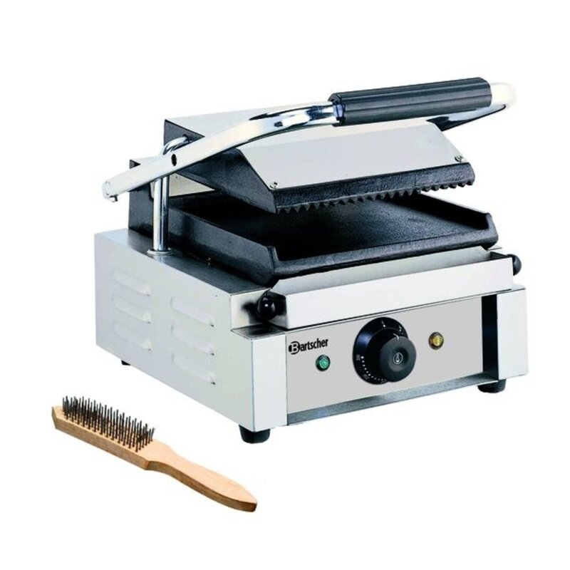 Contactgrill 1800 1gr | Geribbeld/glad | 1.8kw | Grillplaten Gietijzer/geëmailleerd | 290x395x210(h)mm