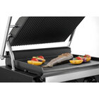 Contact-/paninigrill | Enkel | Glad/gegroefd Oppervlak 345x235 (gietijzer) | 50°c/300°c | 2.2kw (230v) | Timer | 410x398x208(h)mm