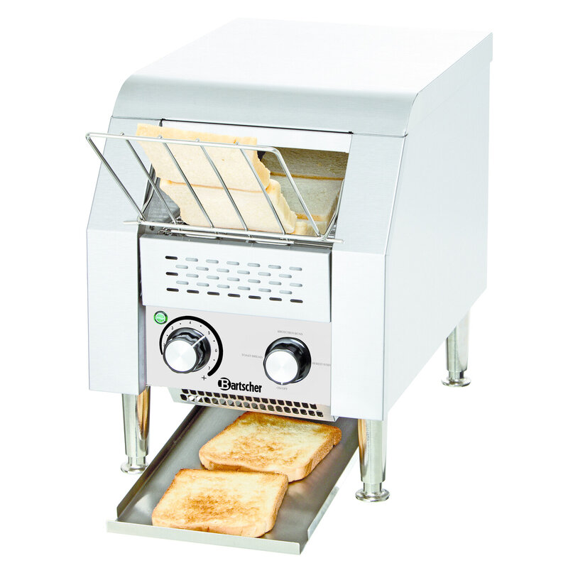 Doorlooptoaster | Mini | Rvs | Enkel | Max. 75/u. | 1.34kw (230v) | 285x420x390(h)mm