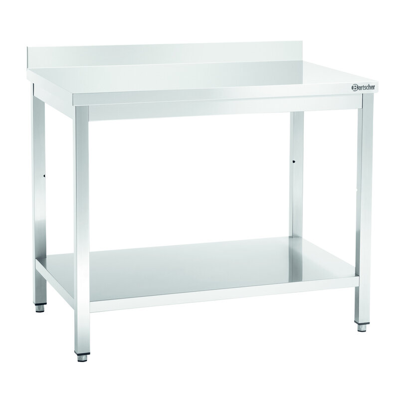 Werktafel Rvs Met Achteropstand + Bodemschap Zelfmontage | 700mm Diep | 850 Mm Hoog
