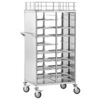 Dienbladenwagen | Rvs | 2x 8 Etages (443x343) + Bovenblad | Wielen (geremd) | 965x625x1695(h)mm
