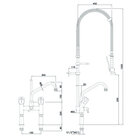 Voorspoeldouche Messing/staal | Zwenkbare Kraan 180°  | 515x415x1220(h)mm