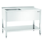 Rvs Spoelwerktafel Met 1 Spoelbak En Bodemschap + Achteropstand | 1200x700x850(h)mm