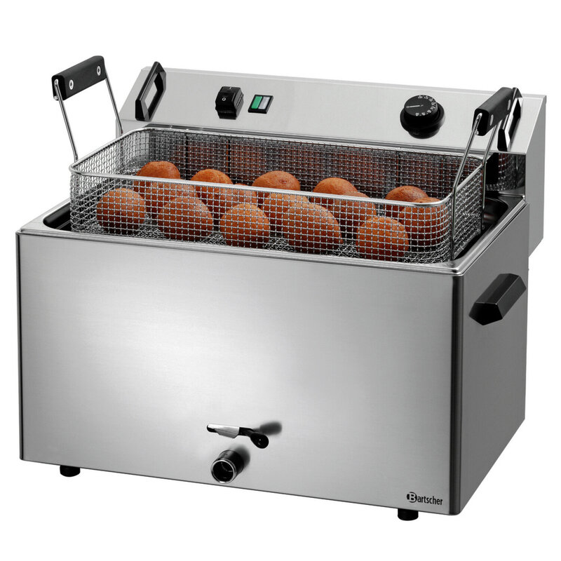 Bartscher Deegwaren-/visfriteuse | Serie BF | Elektrisch | 16l | 50°c/190°c | 9kw (400v) | Aftapkraan | 560x470x400(h)mm