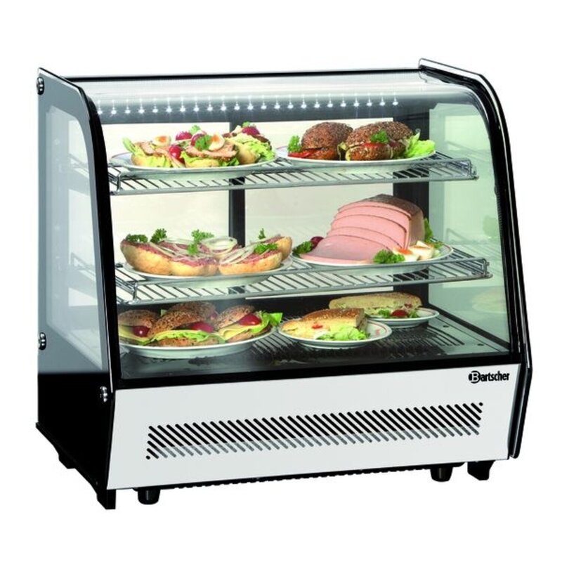 Koelvitrine | 120l | Zwart/rvs | +2°c/+12°c | 3 Schappen | 710x575x685(h)mm