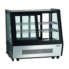 Koelvitrine | 120l | Zwart/rvs | +2°c/+12°c | 3 Schappen | 710x568x686(h)mm