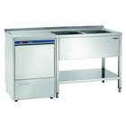Rvs Spoelwerktafel Met 2 Spoelbakken Rechts En Bodemschap | Achteropstand En Ruimte Voor De Vaatwasser | 1600x700x850(h)mm