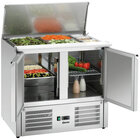 Saladette | 260l | 2 Deuren (1/1 Gn) | Boven 2x 1/1 GN + 3x 1/6 GN | 0°c/+10°c | Geforceerd | Klapdeksel | 910x700x887(h)mm