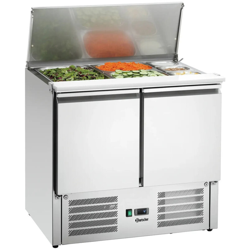 Saladette | 260l | 2 Deuren (1/1 Gn) | Boven 2x 1/1 GN + 3x 1/6 GN | 0°c/+10°c | Geforceerd | Klapdeksel | 910x700x887(h)mm