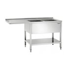 Rvs Spoelwerktafel Met 2 Spoelbakken Rechts En Bodemschap | Achteropstand En Ruimte Voor Vaatwasser | 1800x700x850(h)mm