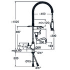 Mengkraan Verchroom | Zwenkbare Kraan 180° | 65x450x1540(h)mm