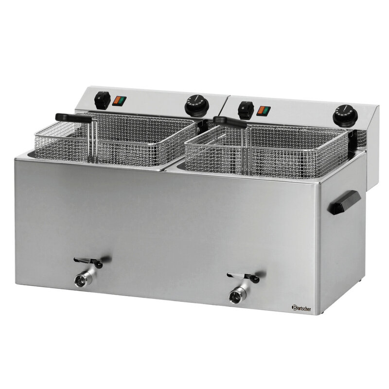 Friteuse | Professional II | Elektrisch | 10+10l | 50°c/190°c | 16.2kw (400v) | Aftapkranen | 750x450x375(h)mm