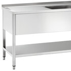 Rvs Spoelwerktafel Met 2 Spoelbakken Rechts En Bodemschap + Achteropstand | 1800x700x850(h)mm