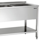 Rvs Spoelwerktafel Met 2 Spoelbakken Rechts En Bodemschap + Achteropstand | 1800x700x850(h)mm