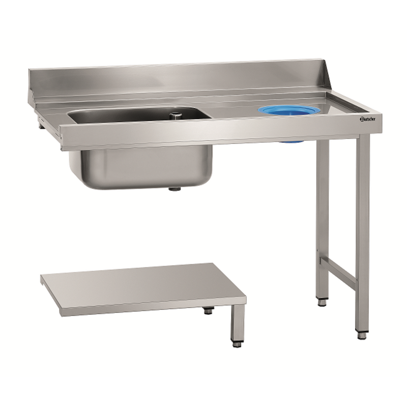Aanvoertafel Ds-r1 Bas | Spoelbank Links Met Bodemschap + Achteropstand | 1200x720x850(h)mm