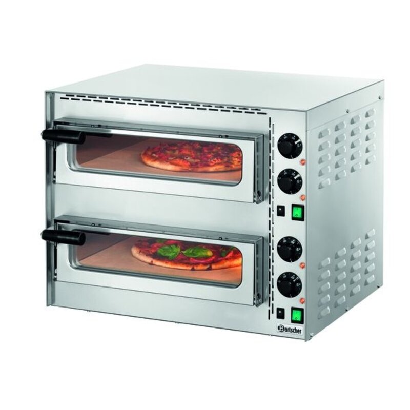Pizzaoven | Elektrisch | Mini Plus 2 | Rvs | 2x1 35øcm | 2 Kamers | 3.4kw | Bodem Van Hittebestendige Steen | 570x550x475(h)mm