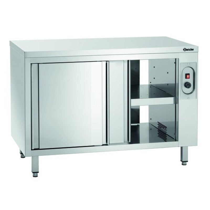 Warmhoudkast | Rvs | Schuifdeuren Beide Zijdes | 2kw | 1 Tussenschap | 1200x700x850(h)mm