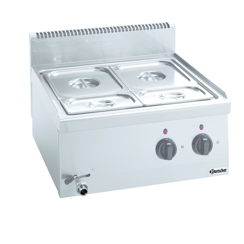 Bain Marie | Elektrisch | 2.8kw | 1x 1/1 + 2x 1/4 GN | Met Aftapkraan | 600x600x290(h)mm