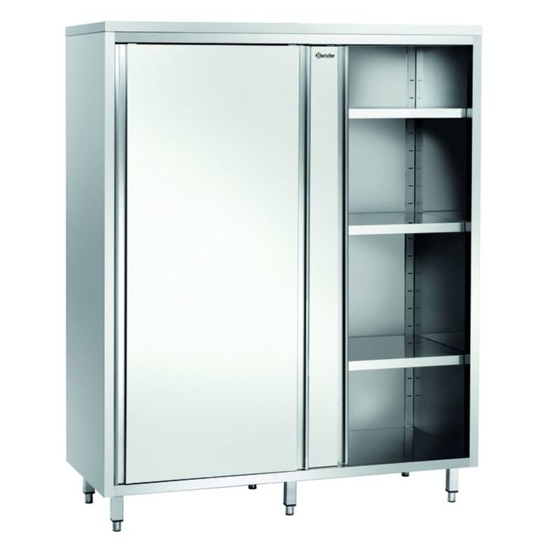 Servieskast Rvs 2 Schuifdeuren | 3 Tussenschappen Verstelbaar | 1600x600x2000(h)mm