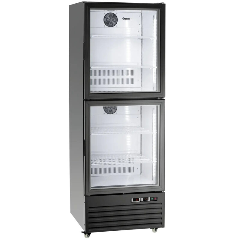 Koel-/vrieskast | 430l | Zwart | -18°c/-22°c & 0°c/+10°c | Geforceerd | Wielen (geremd) | 695x765x2000(h)mm