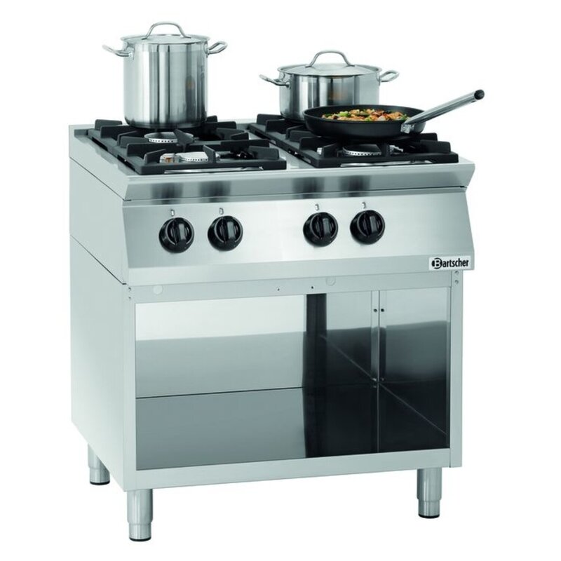 Gasfornuis Mfgo 7040 | 4 Kookpitten | 2x 3.5kw + 2x 6kw | Open Onderstel | 800x700x910(h)mm