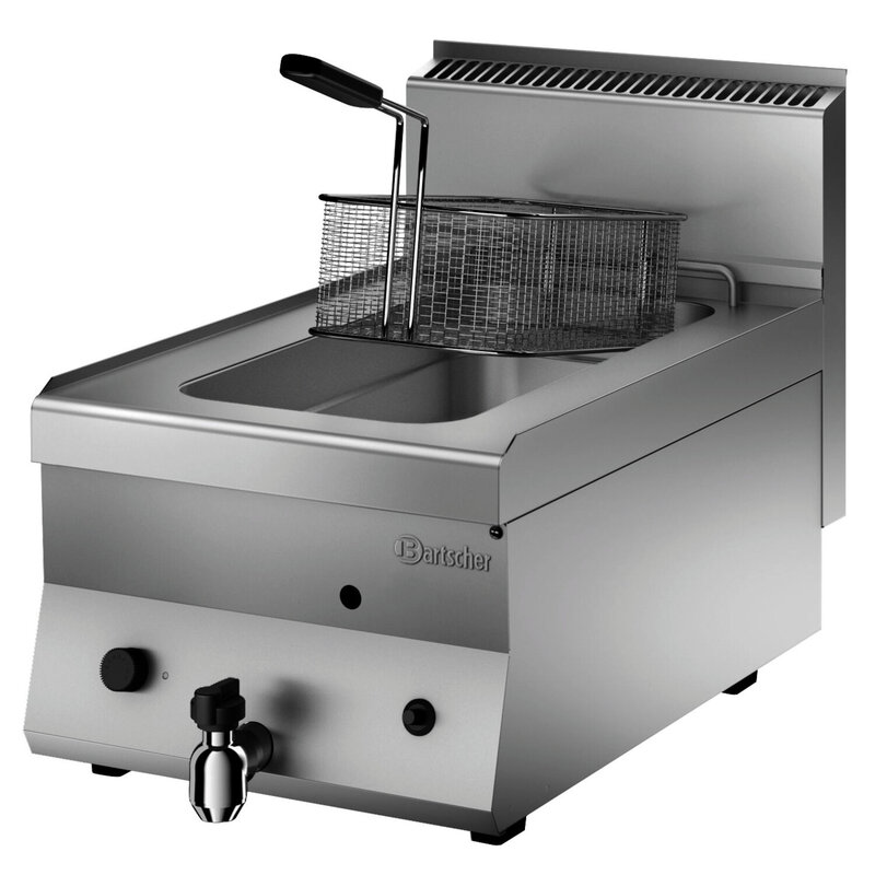 Friteuse | Serie 650 | Gas | 8L | 120°c/180°c | 7kw | Piëzo Ontsteking | Aftapkraan | 400x650x295(h)mm