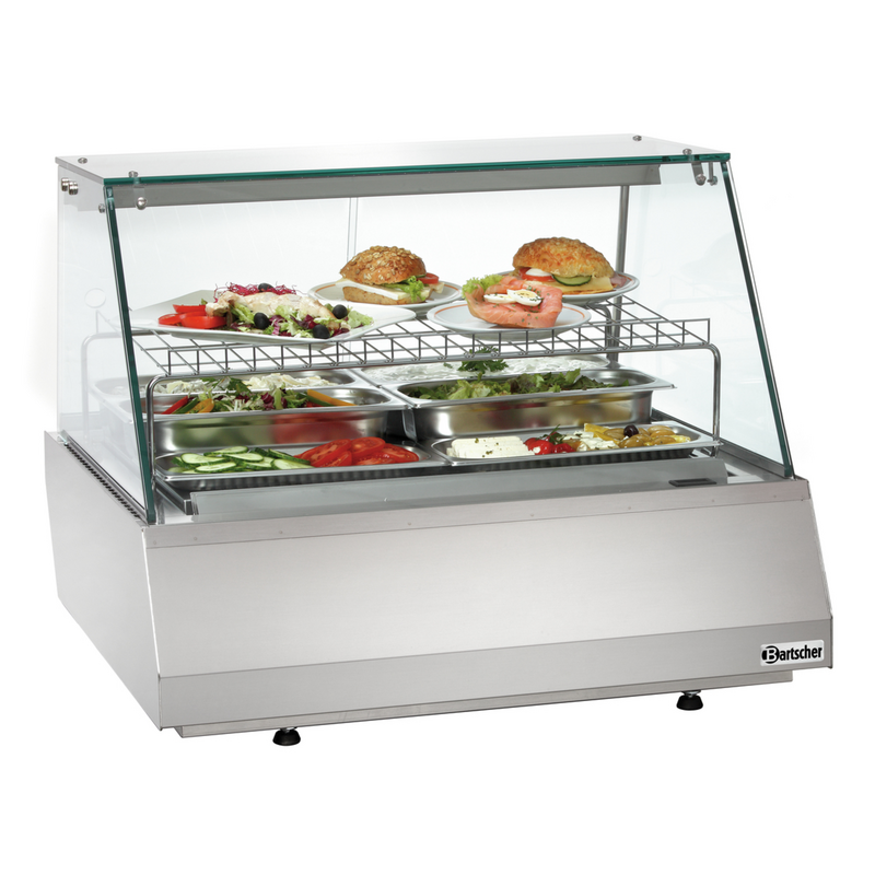 Koelvitrine | 110l | 2/1 GN | Grijs | +6°c/+10°c | 2 Schappen | 750x775x600(h)mm