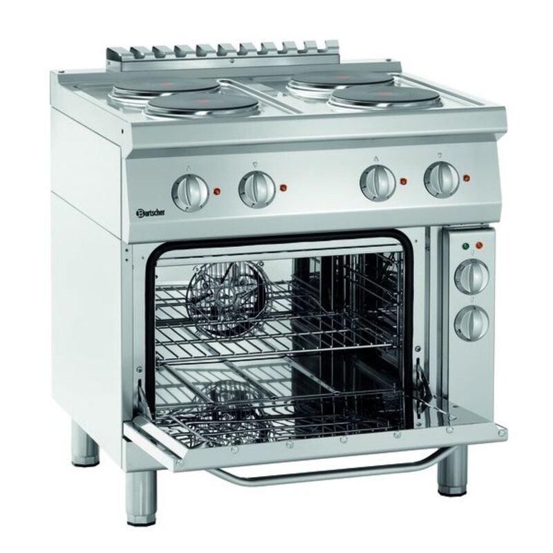 Fornuis | Elektrisch | Ebo | 4 Kookplaten | 4x 2.6kw | Elektrische Oven | 1/1 GN | 58l | 3.7kw | 800x700x850(h)mm