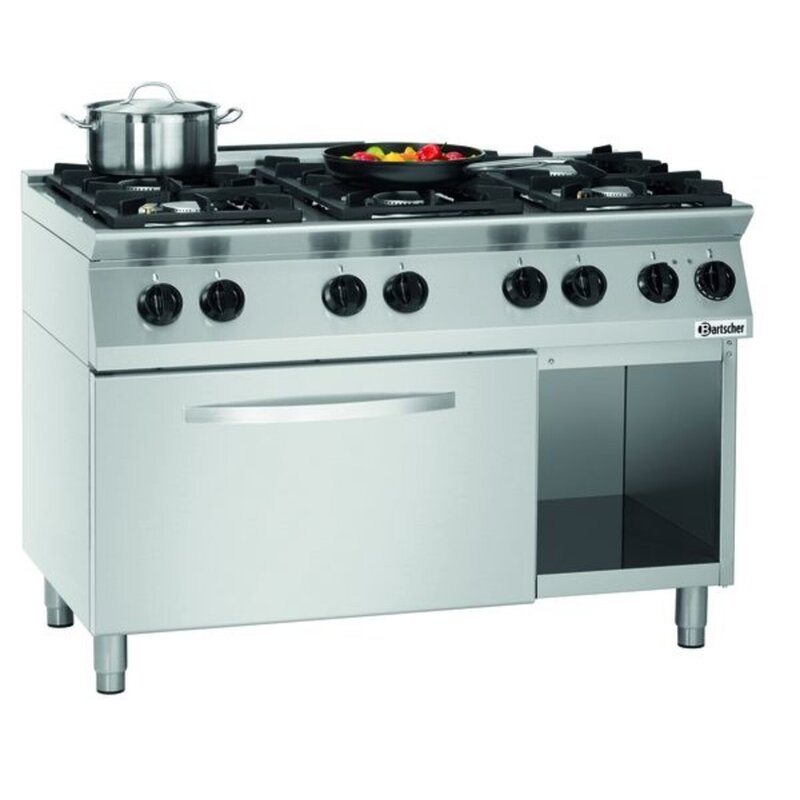 Gasfornuis Mfg 7340 | 6 Kookpitten | 3x 3.5kw + 3x 6kw | Elektrische Oven | 2/1 GN | 6kw | 1200x700x910(h)mm
