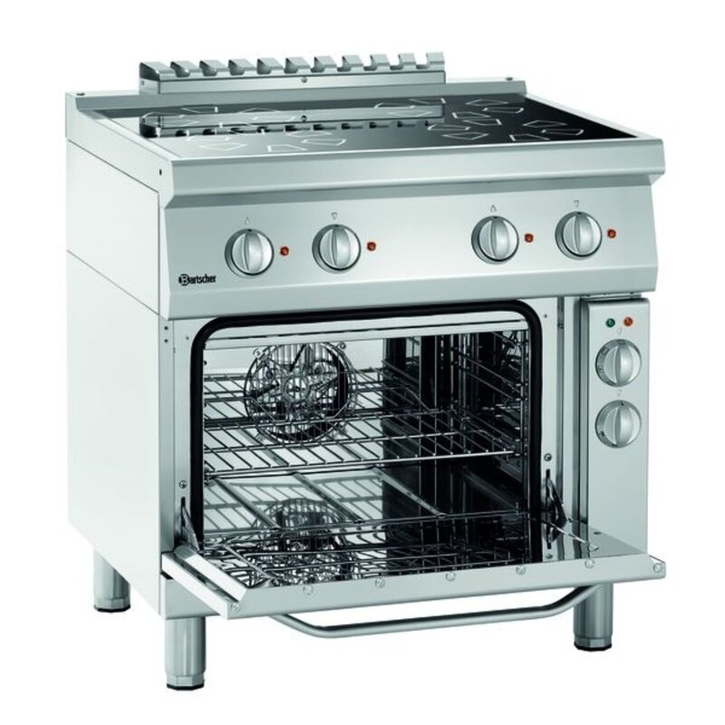 Fornuis | Elektrisch | Ebo | 4 Kookplaten | 4x 2.3kw | Elektrische Oven | 1/1 GN | 58l | 3.6kw | 800x700x850(h)mm