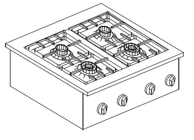 Gas Kookunit 4 Br. 18kw