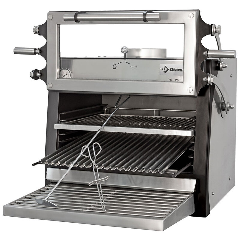 Houtskooloven-bbq, GN 1/1 (60 Kg/h)/ - Hefbare Deur/roestvrij Staal