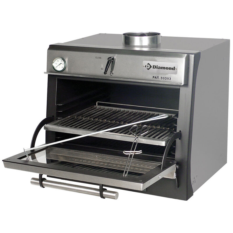 Houtskooloven-bbq, GN 1/1 (60 Kg/h)/roestvrij Staal