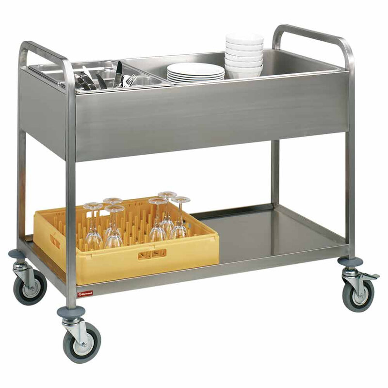 Dresseerwagen in R.v.s., 3x GN 1/1, Ondertablet