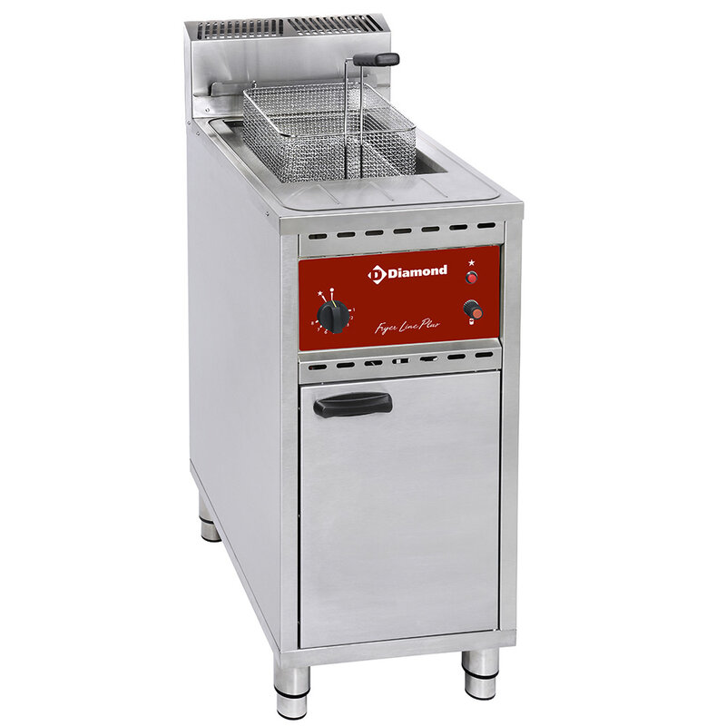 Gas Friteuse 1 Kuip 16 Lit. - op Kast