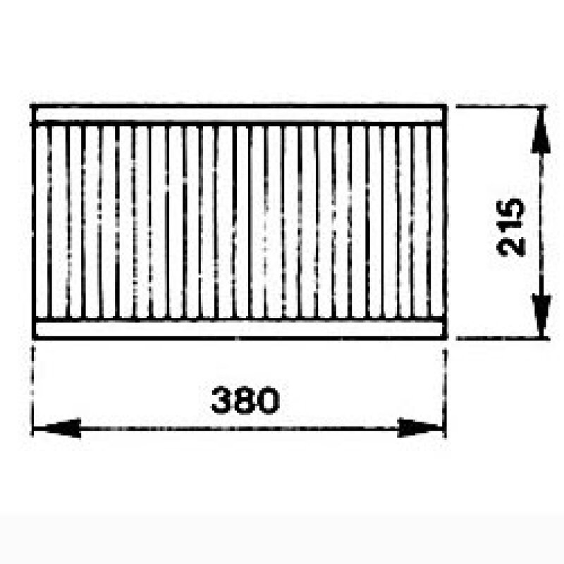 1/2 Bakrooster, Afmetingen 380x215 mm