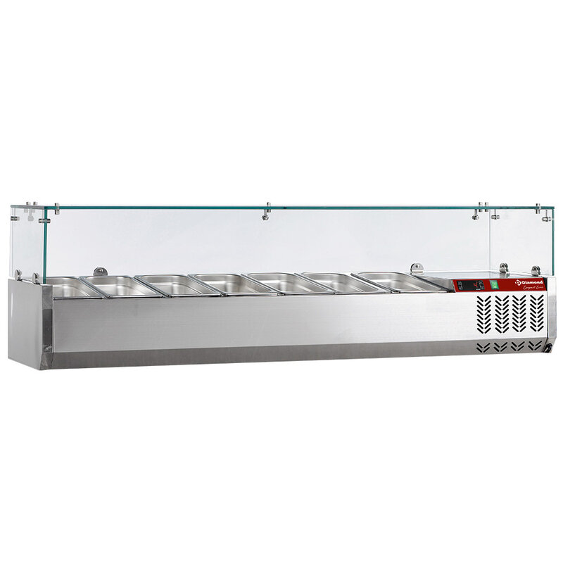 Gekoelde Opzetstructuur 7x GN 1/4 - 150 Mm, Met Glasopbouw