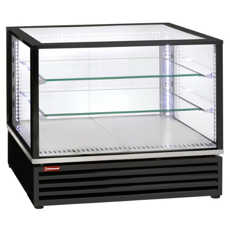 Gekoelde Vitrine, EN of Gn, Geventileerd, 3 Niveaus, Zwart
