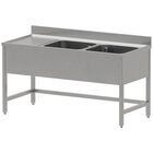 Rvs Spoeltafel Eco Met 2 Kuipen en Links Druipvlak, Zonder Onderlegplank
