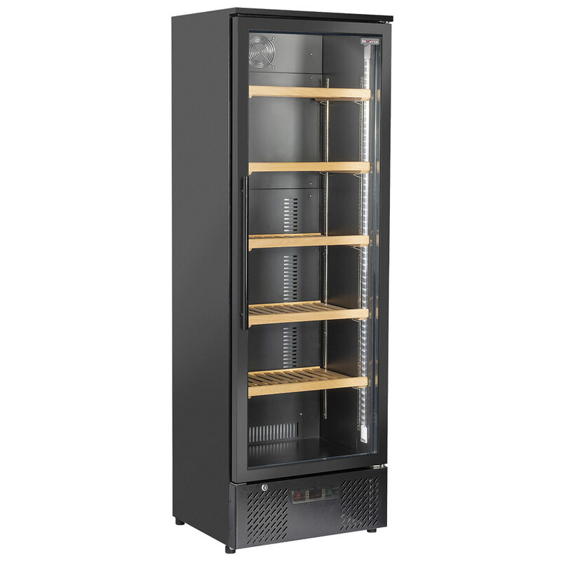 Wijnkast Vitrine, 300 Liter, 1 Temperatuur - Zwart